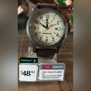 Timex Expedition Fabric Strap with Leather Trim Watch